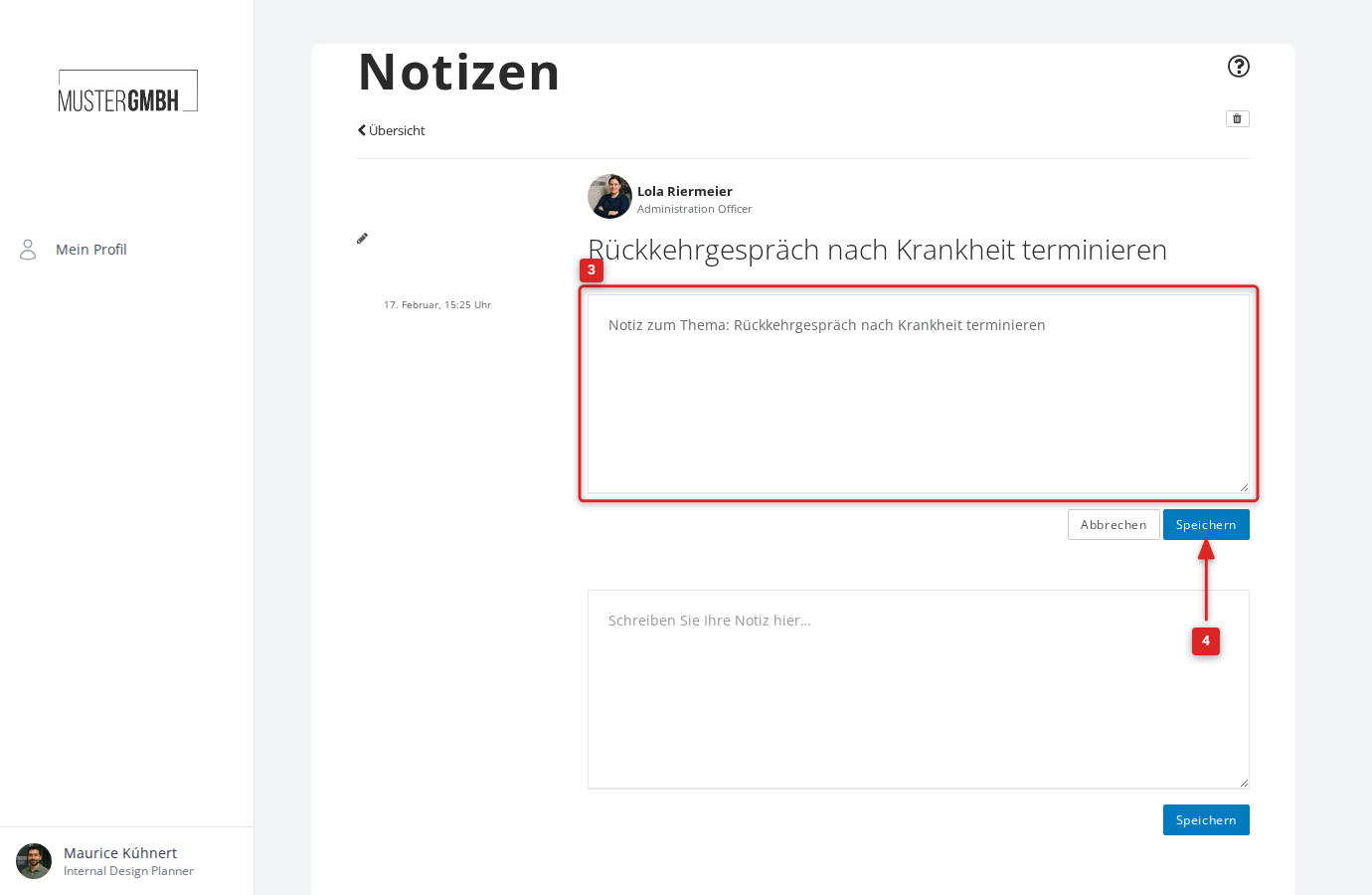 Notiztext einer Beobachtung bearbeiten
