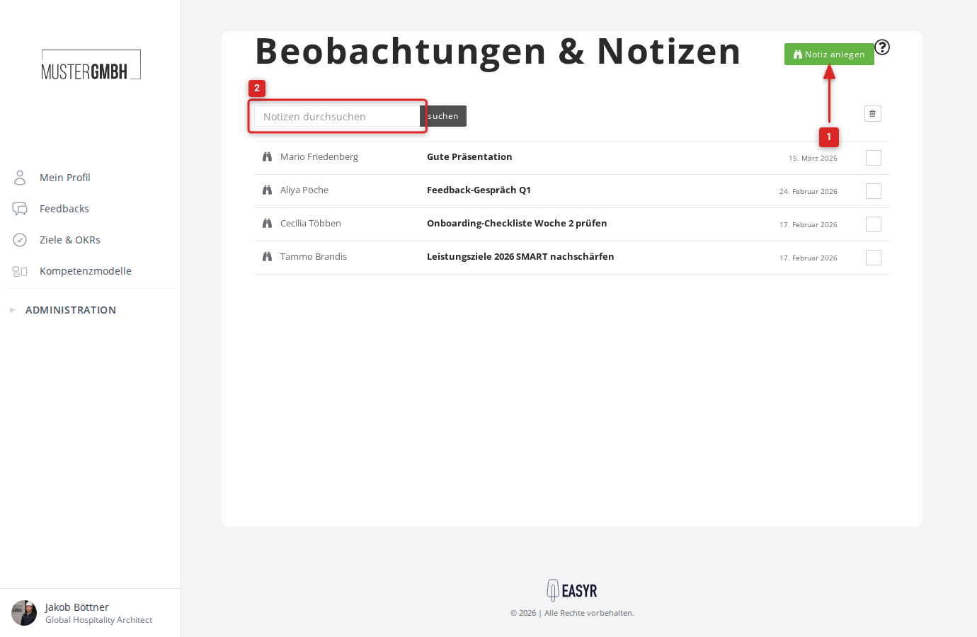 Übersicht aller Beobachtungen