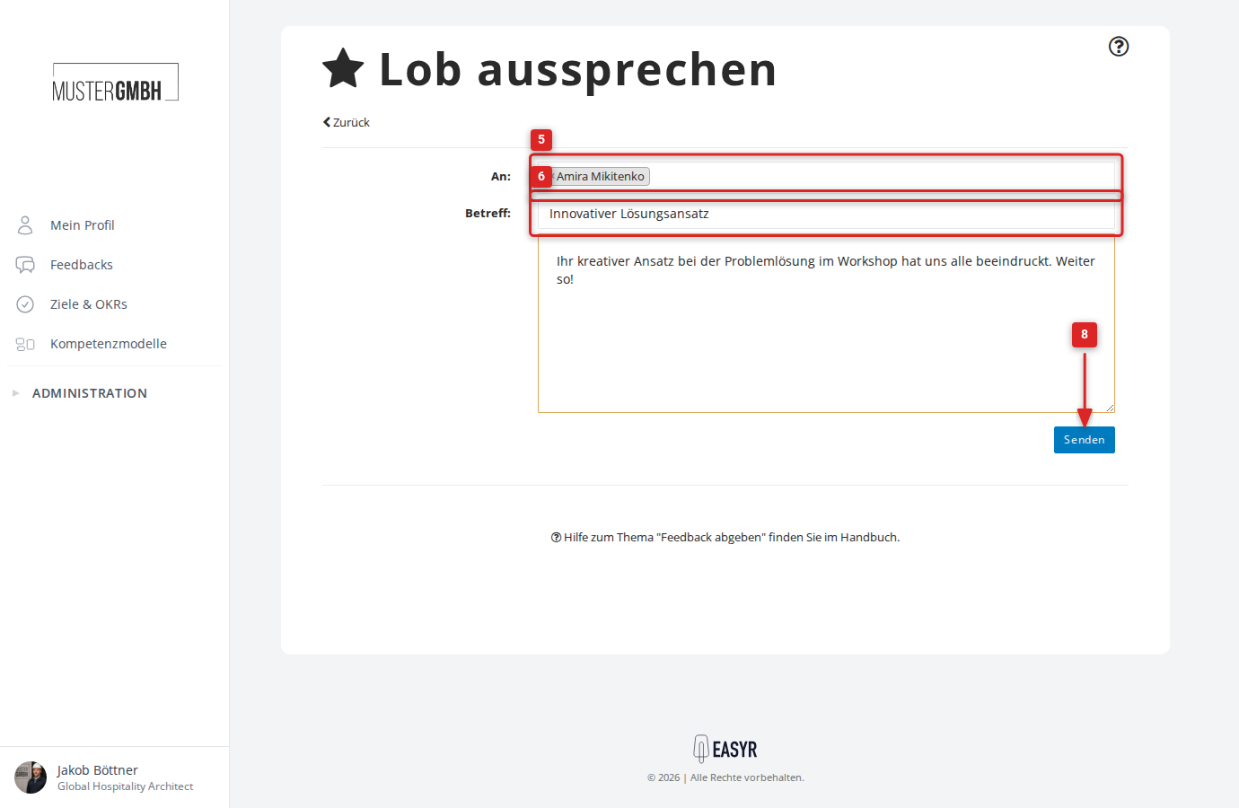 Feedback-Formular mit manuellem Empfänger