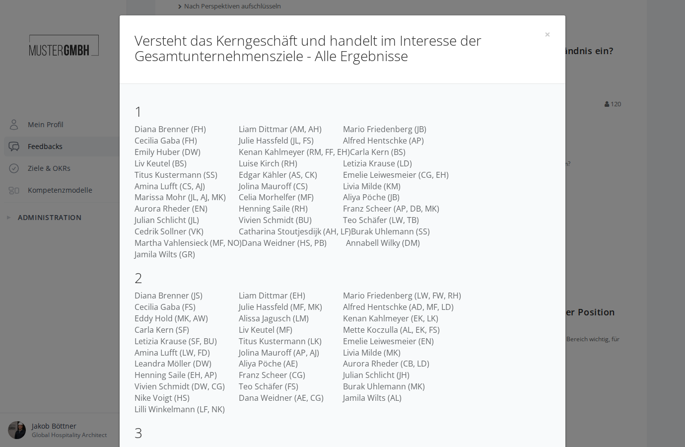 Antwort-Inspektor mit Einzelantworten pro Antwortoption