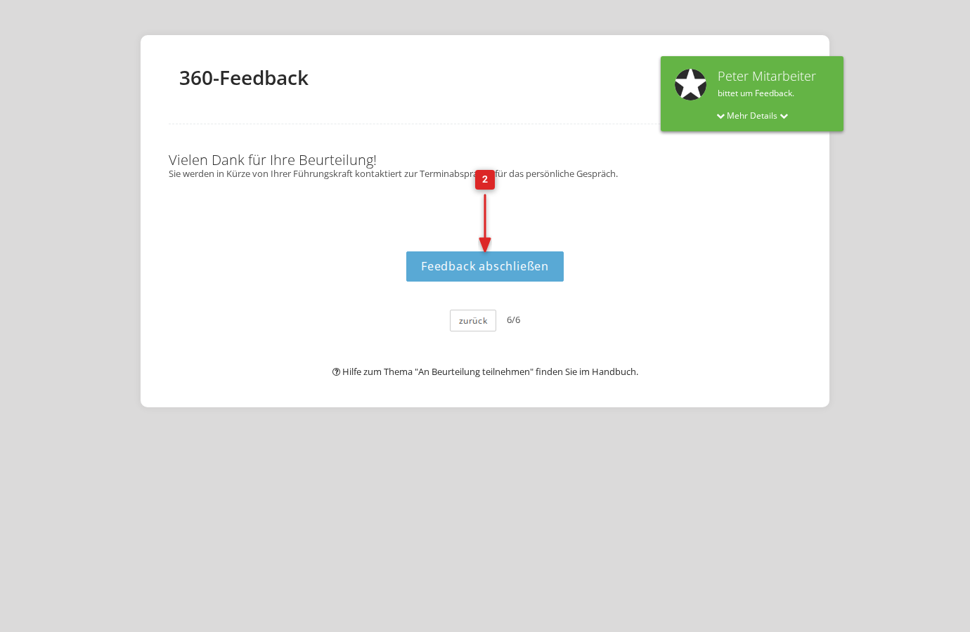 Feedback abschließen Button