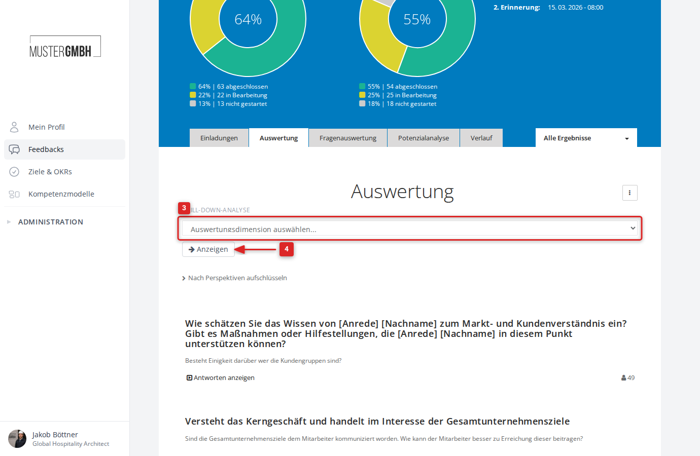 Drill-Down-Analyse mit Dimensionsauswahl