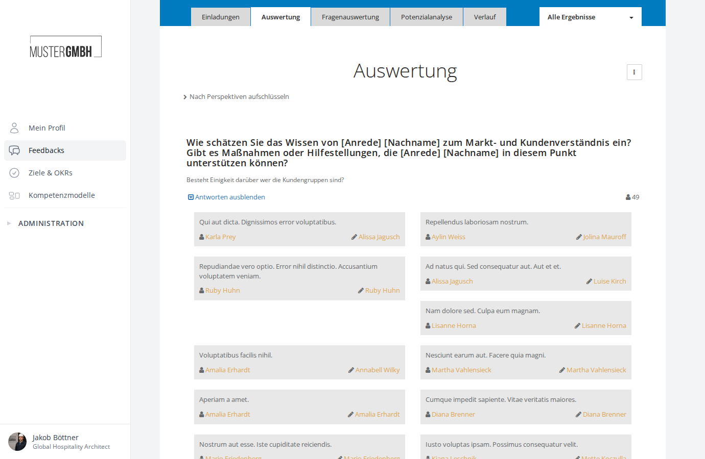 Offene Frage mit aufgeklappten Antworten