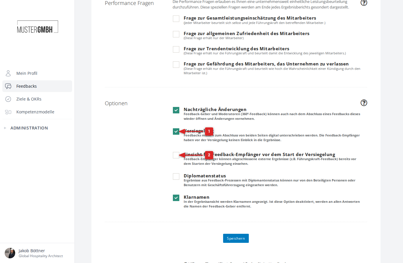 Versiegelung mit Unteroption