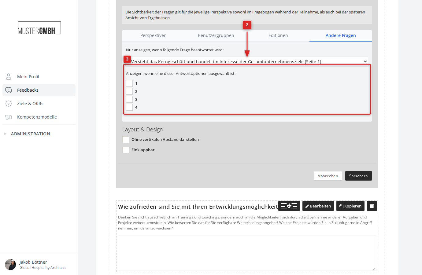 Tab Andere Fragen mit ausgewählter Quell-Frage