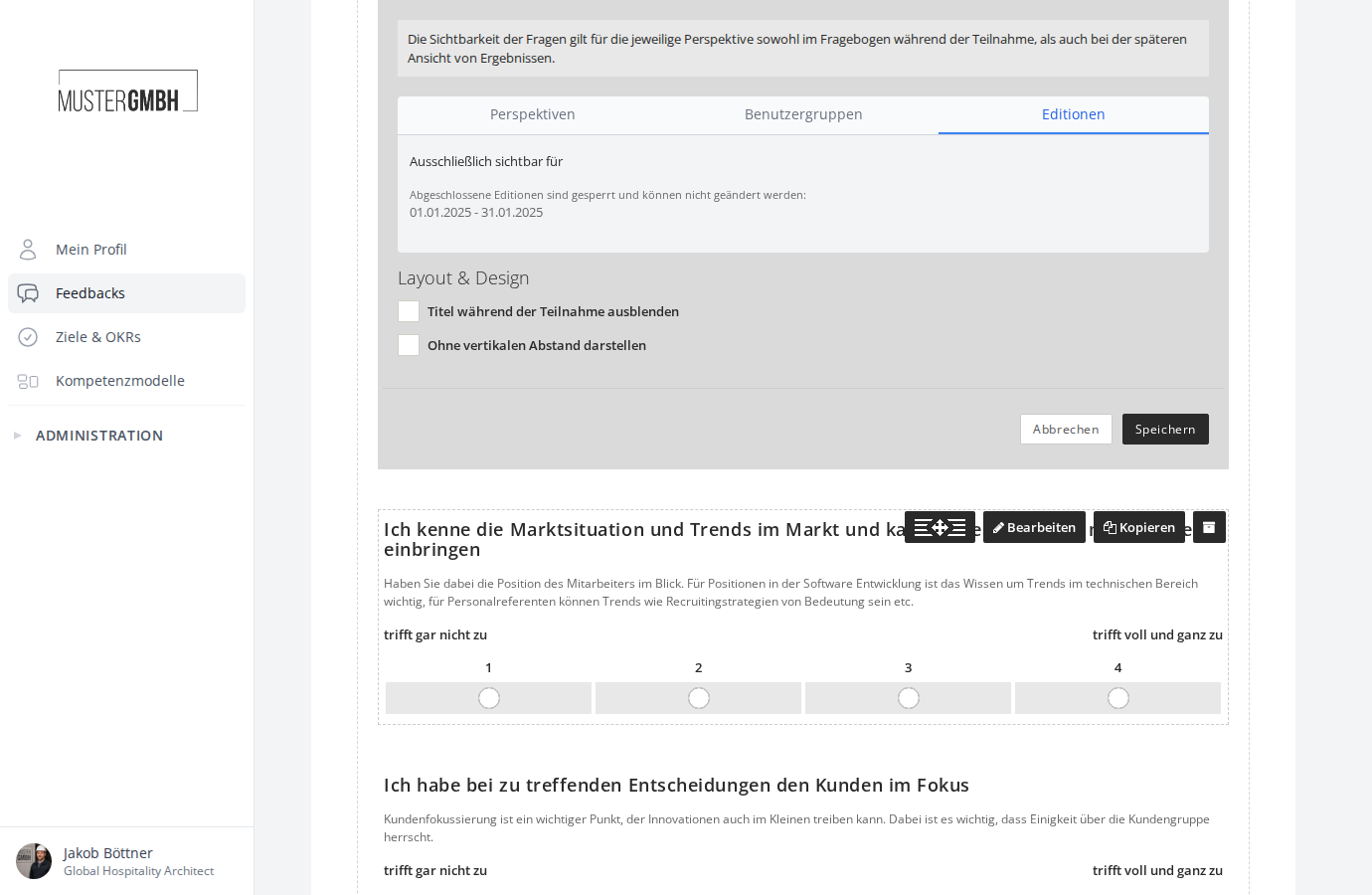 Editionen-Tab im Sichtbarkeits-Panel