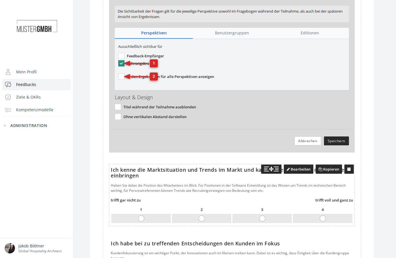 Perspektiven-Tab im Sichtbarkeits-Panel