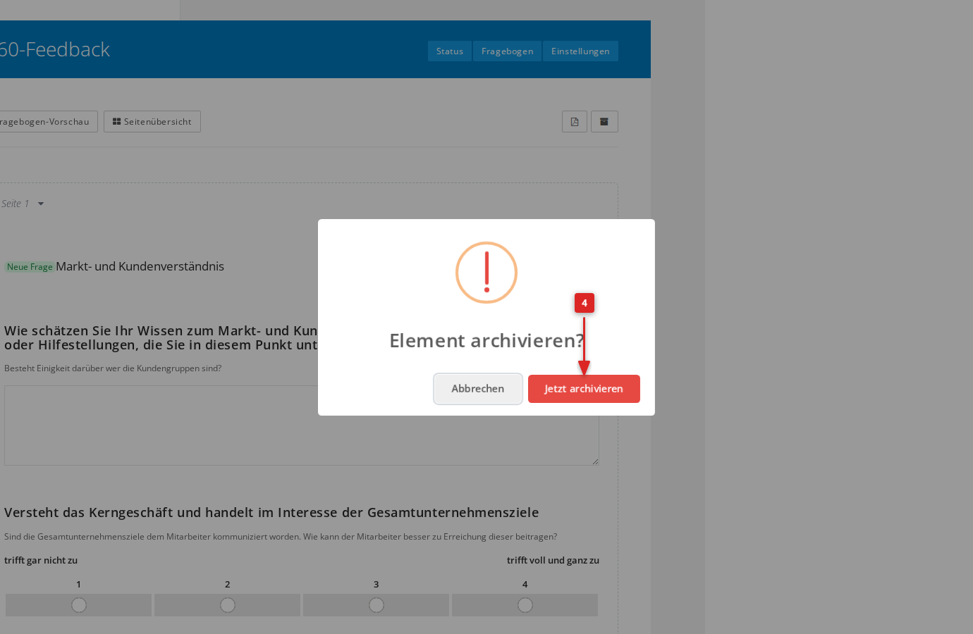 Bestätigungsdialog „Element archivieren?"