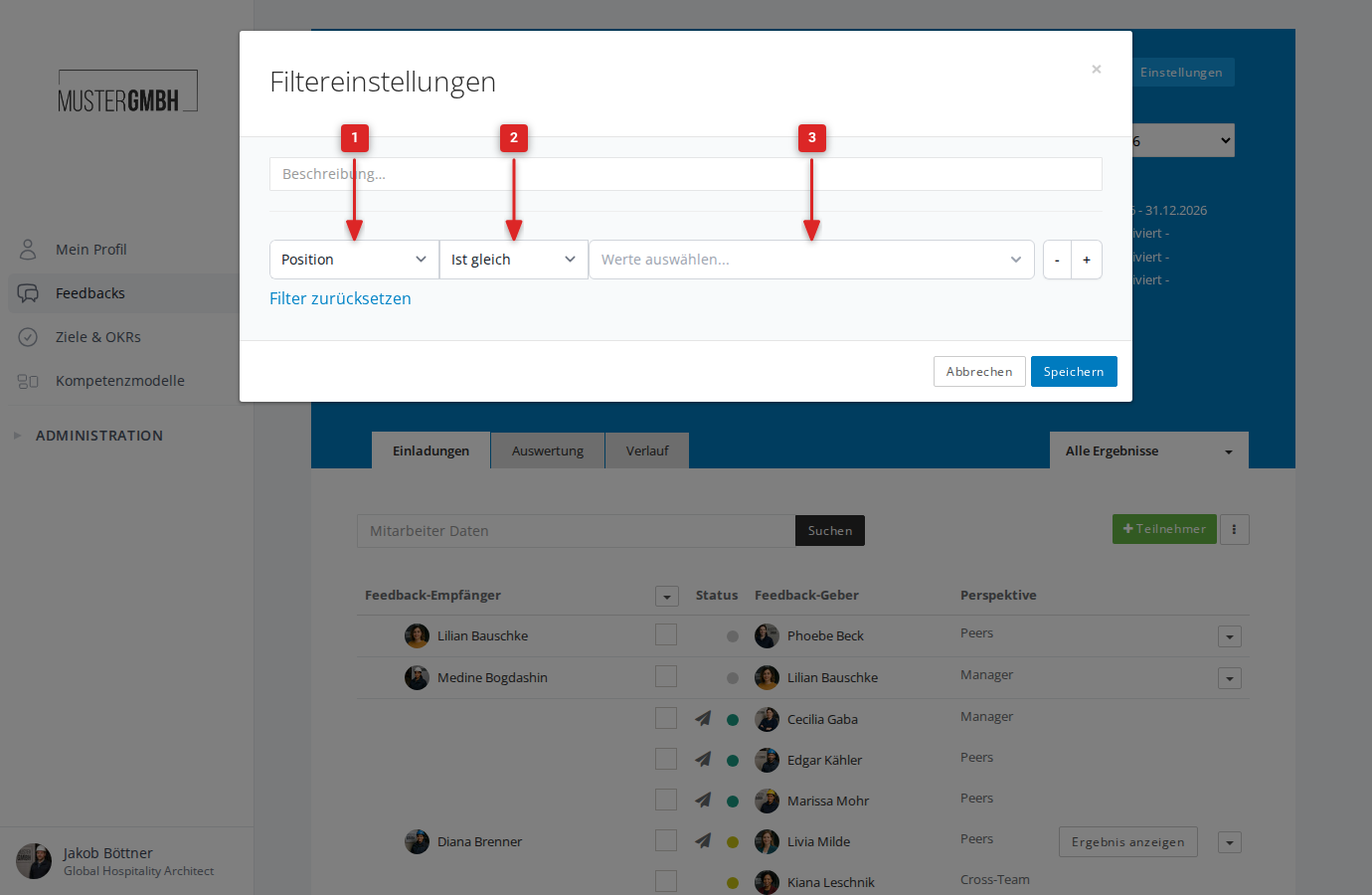 Filterformular mit Kriterien
