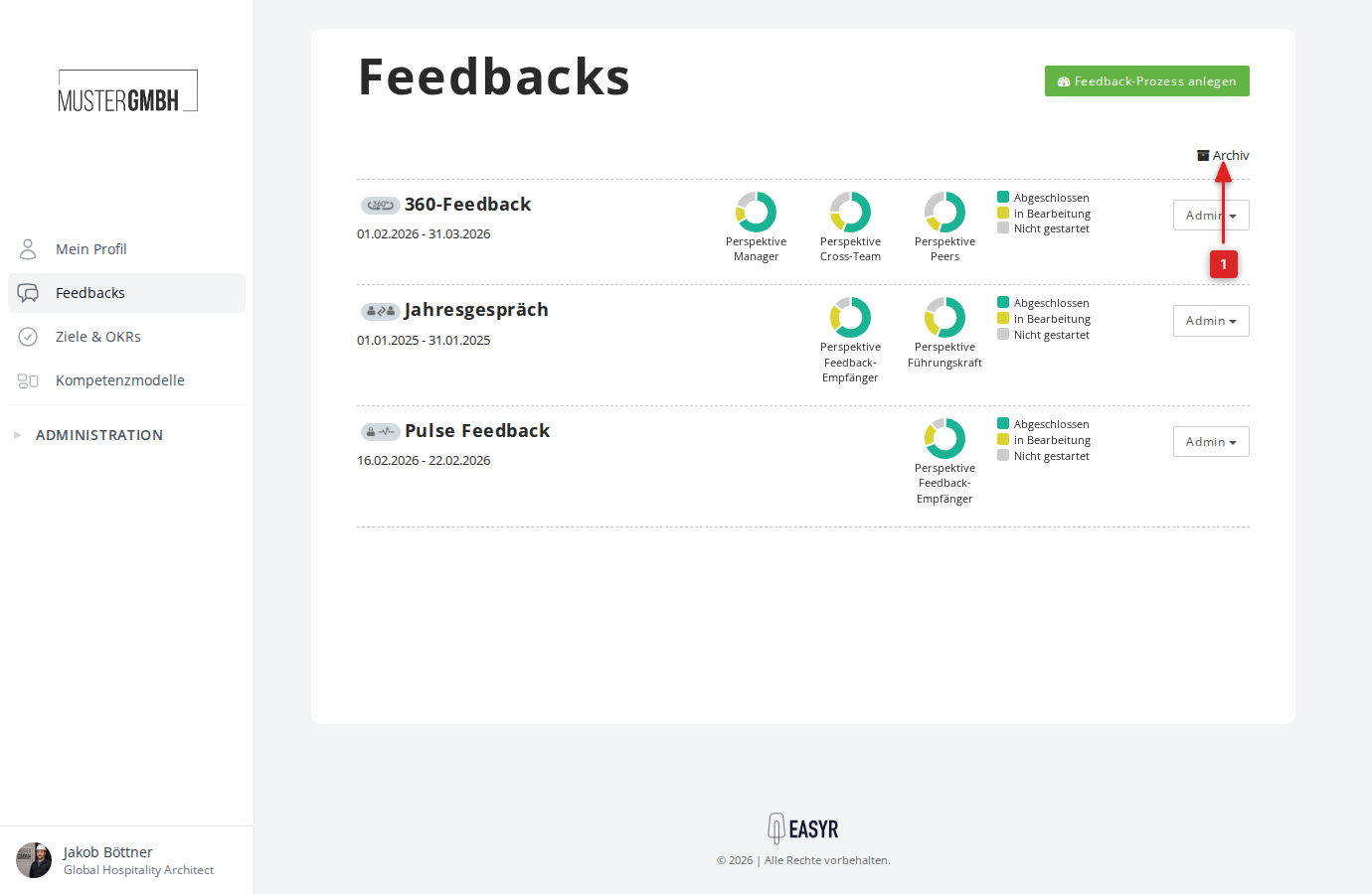 Link zum Feedback-Archiv in der Feedback-Übersicht