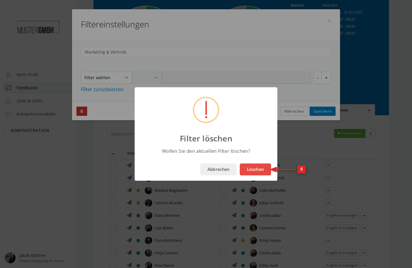 Bestätigungsdialog zum Löschen des Filters