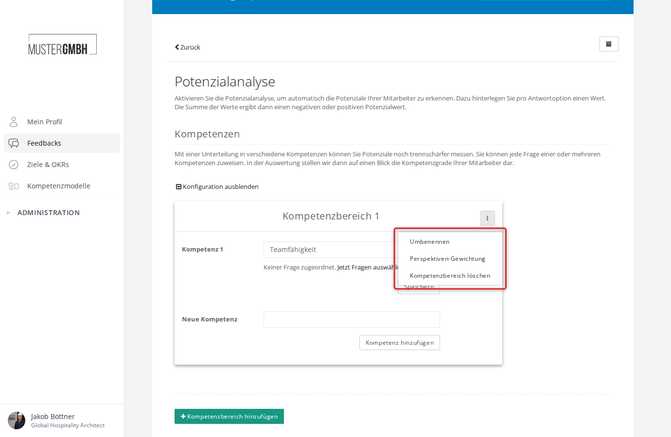 Drei-Punkte-Menü mit Optionen