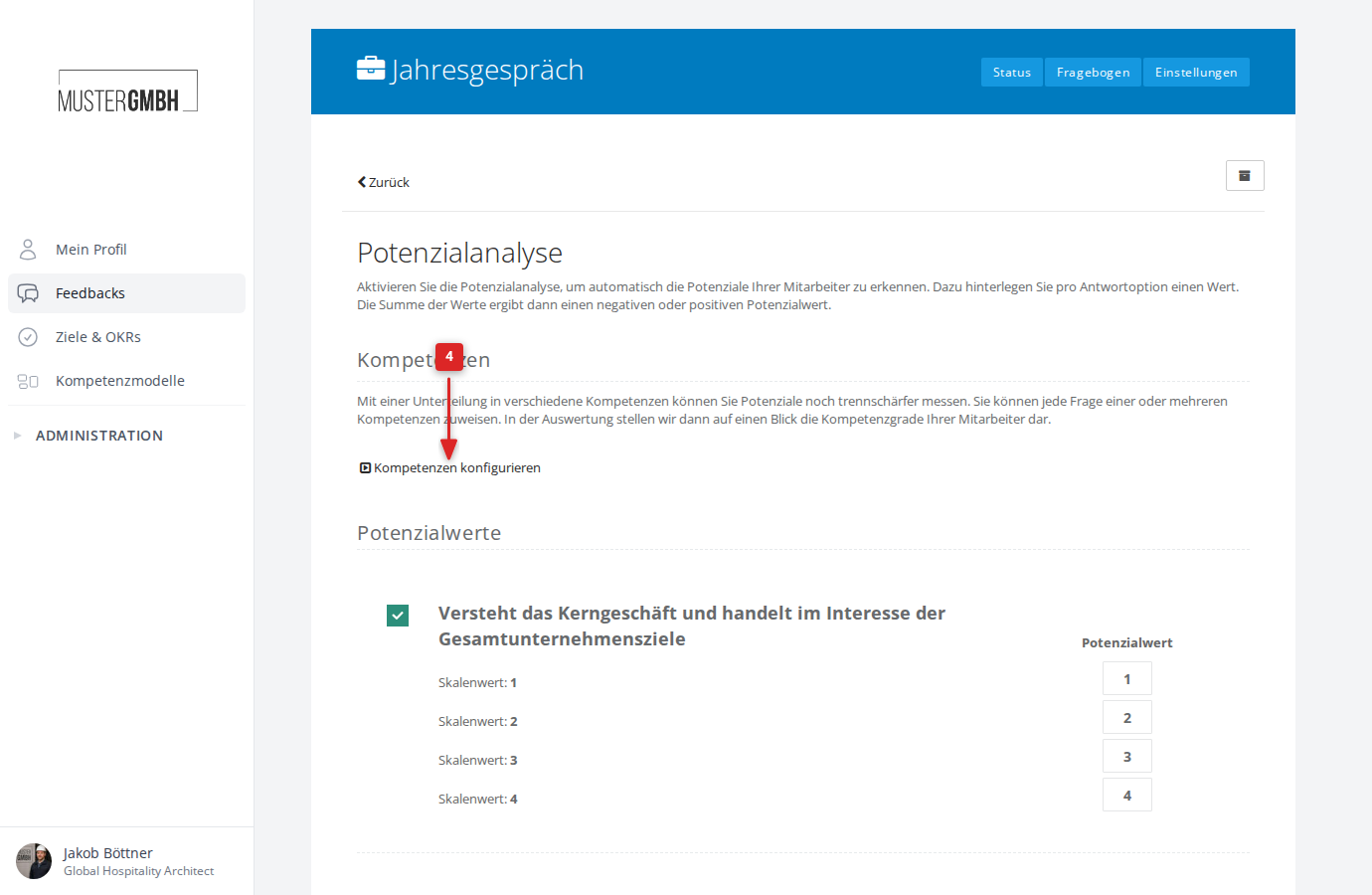 Kompetenzen konfigurieren aufklappen