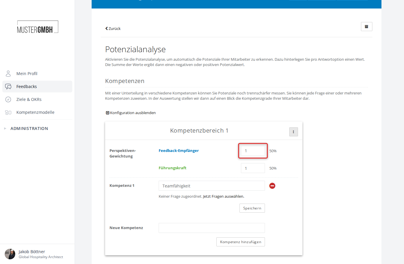 Perspektiven-Gewichtung im Drei-Punkte-Menü