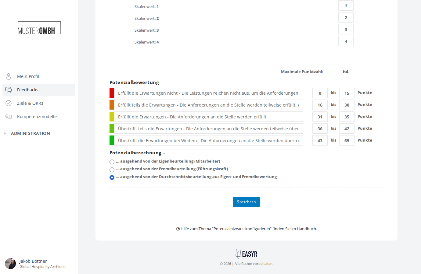 Potenzialberechnung mit drei Optionen