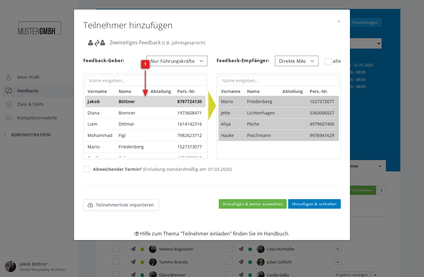 Führungskraft und Mitarbeiter auswählen