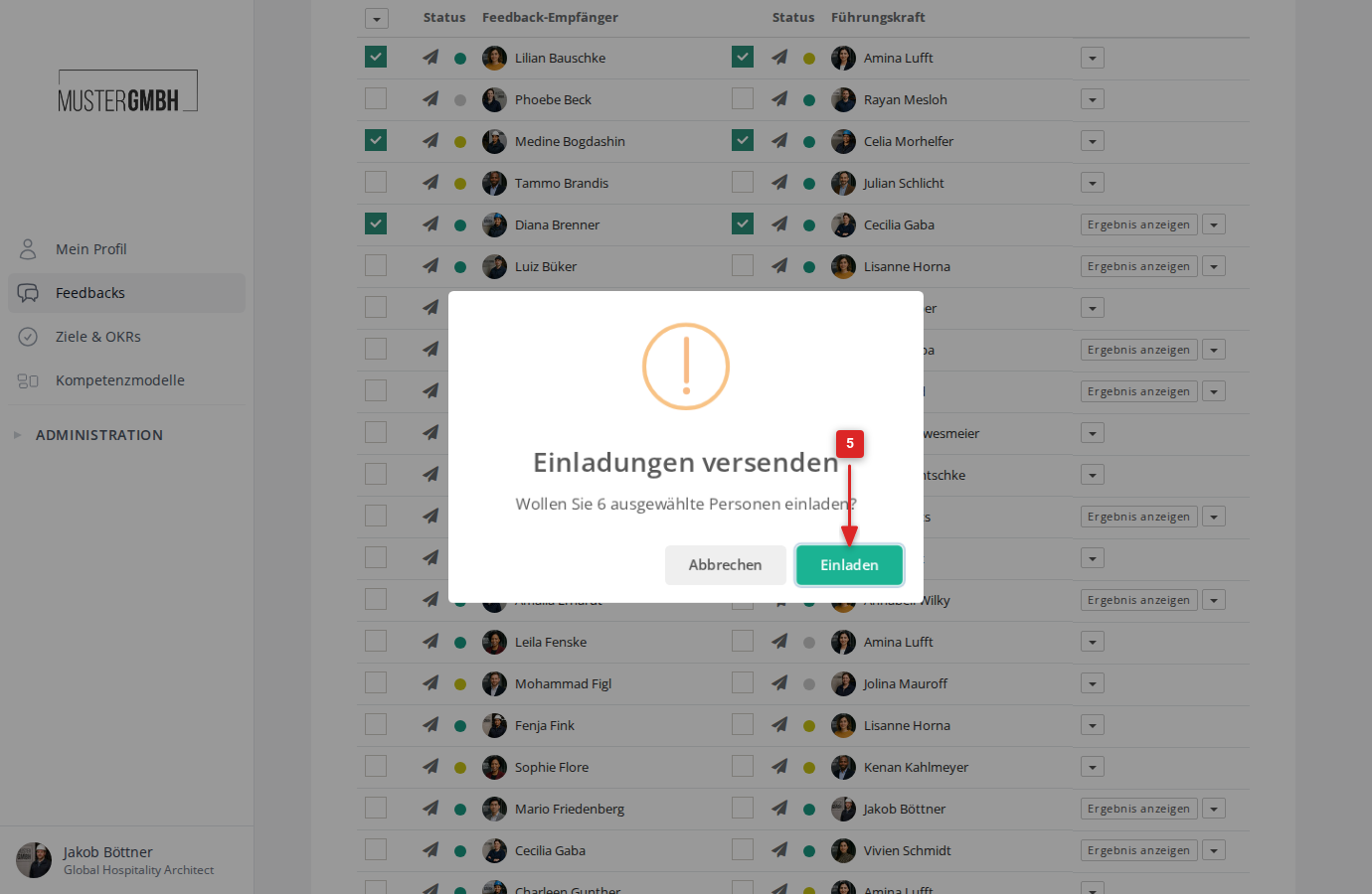 Bestätigungsdialog für den E-Mail-Versand