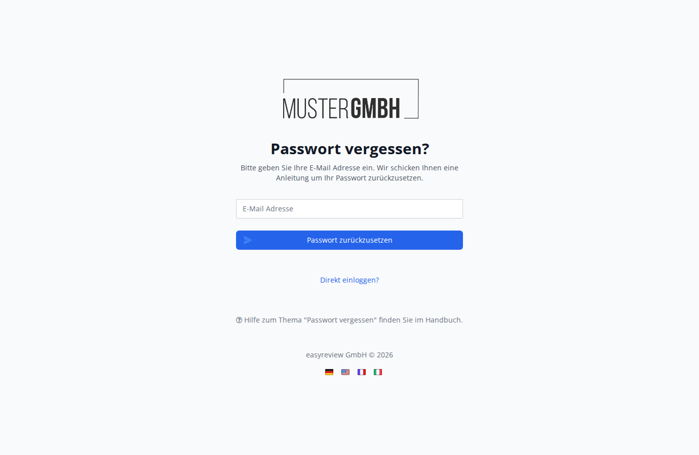 Passwort-vergessen-Seite