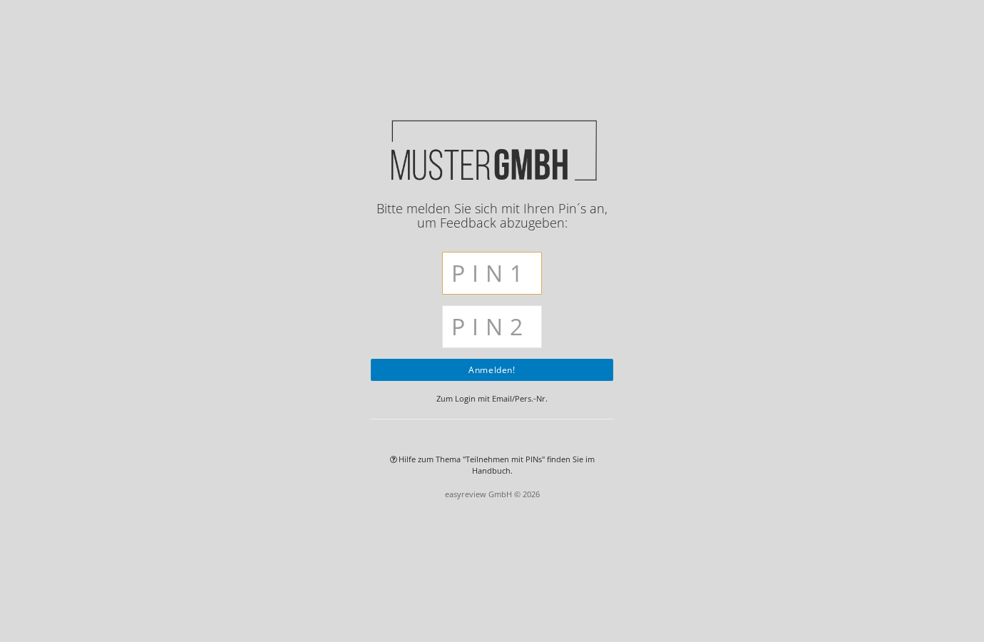 PIN-Anmeldeseite