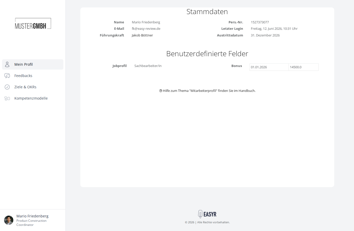 Reiter Details mit Stammdaten, benutzerdefinierten Feldern und Benutzergruppen