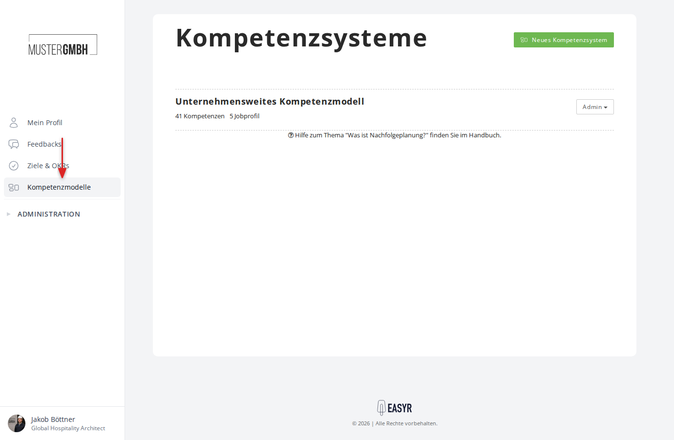 Seitenleiste mit Kompetenzmodelle-Link