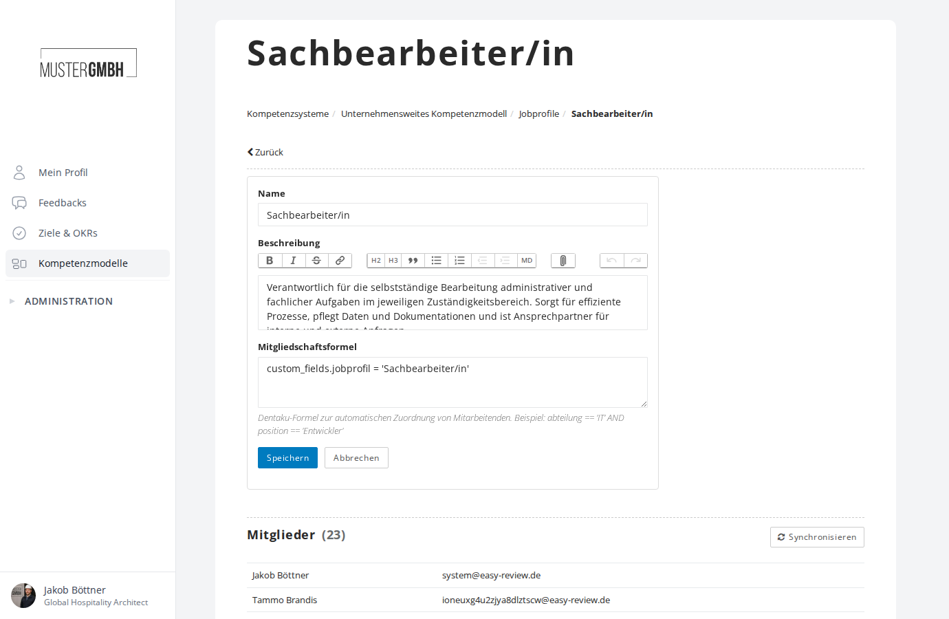 Jobprofil bearbeiten