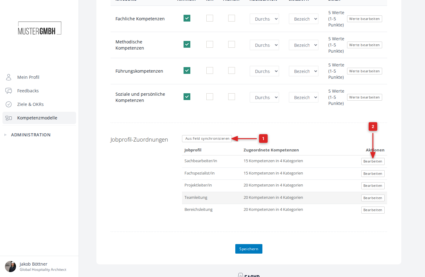 Jobprofil-Zuordnungen in der Revision