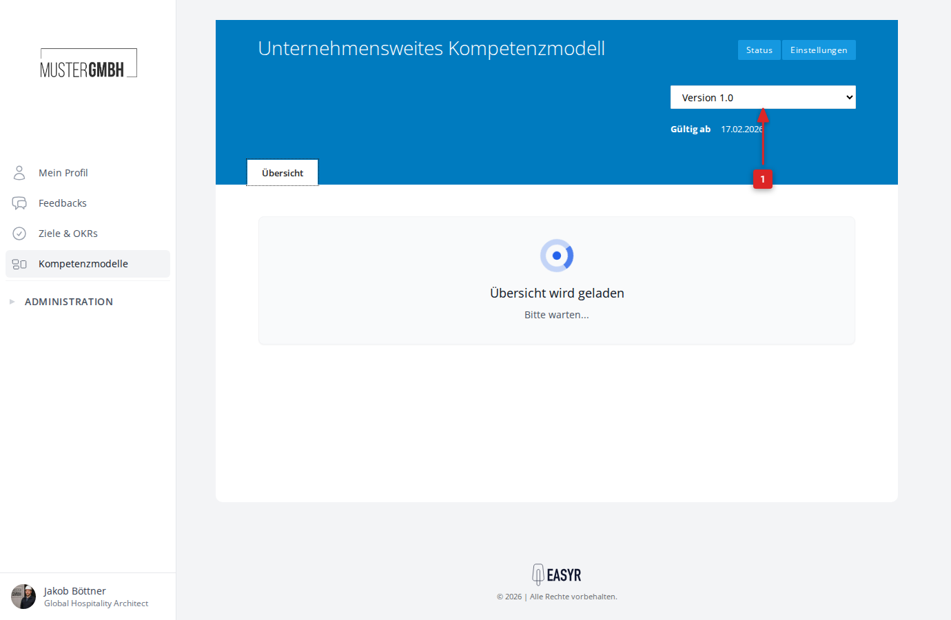 Übersichtsseite der Revision
