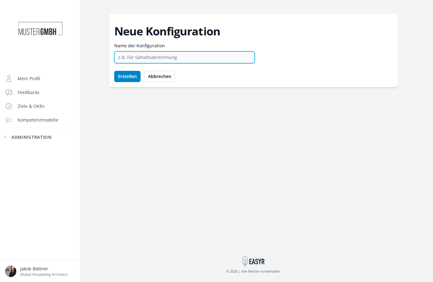 Neue Konfiguration anlegen