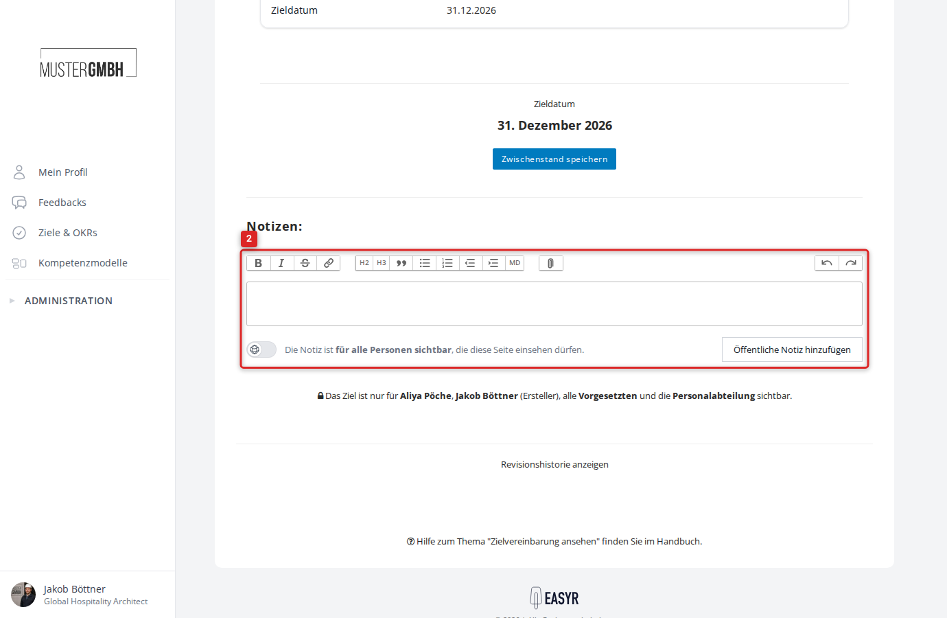 Texteditor für neue Notiz
