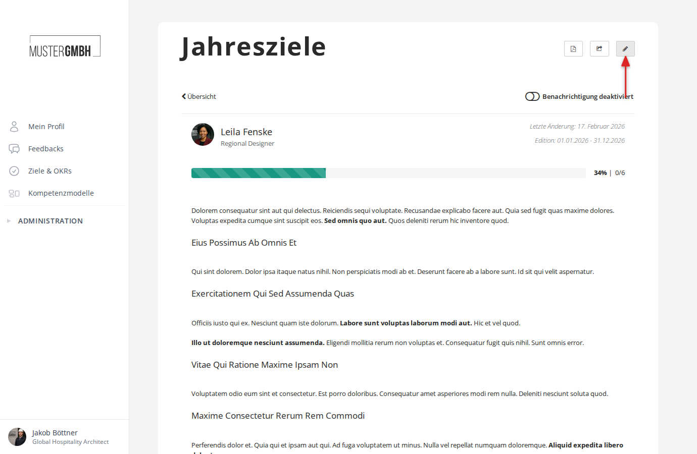 Detailansicht mit Stift-Symbol zum Bearbeiten