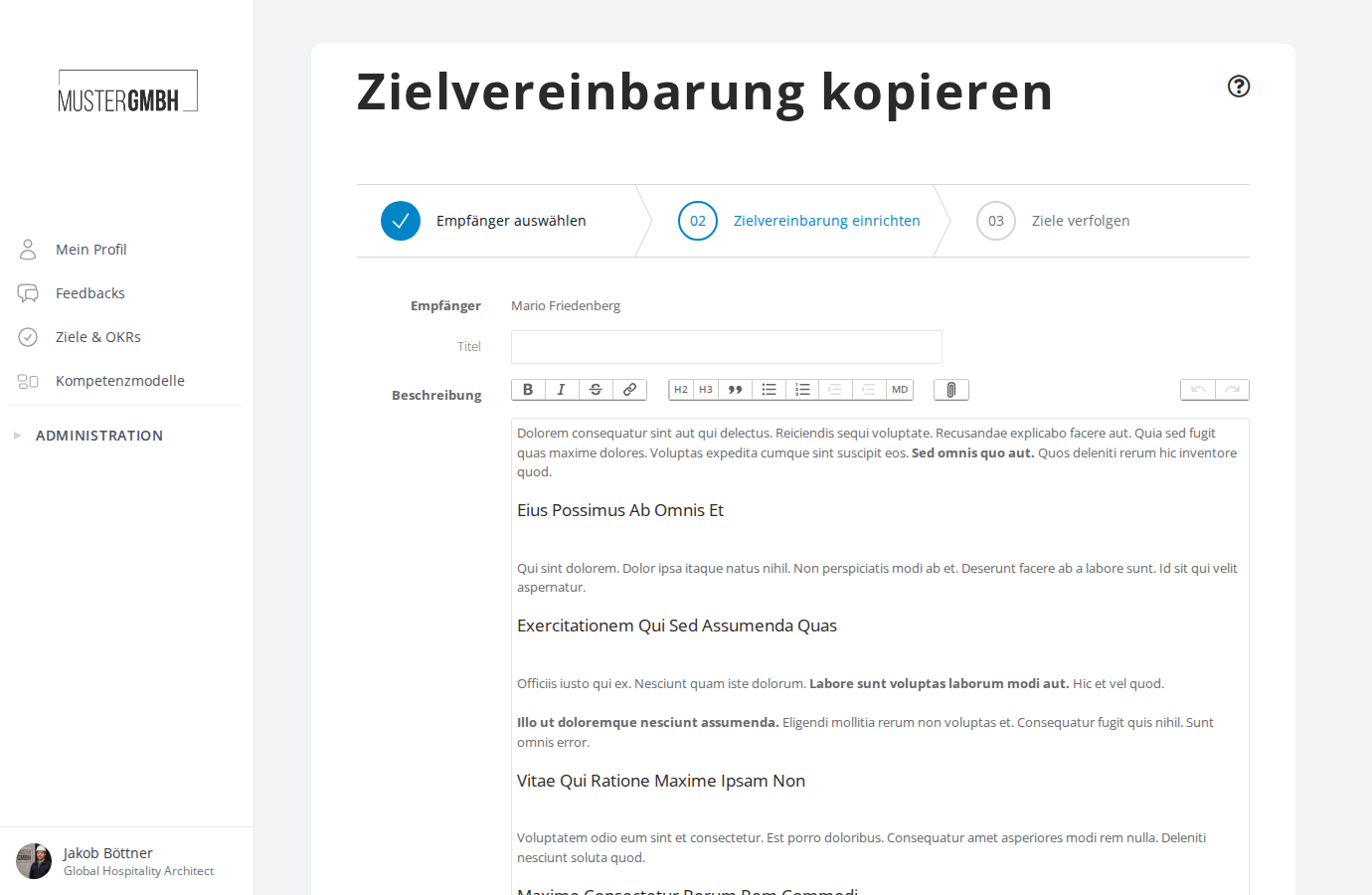 Vorausgefülltes Formular mit kopierten Daten